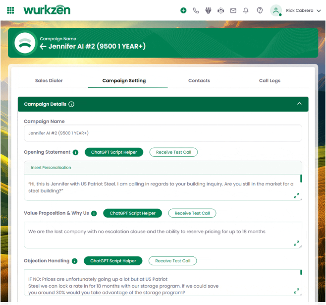 Wurkzen Rainmaker™ | Agentic Voice AI for Sales|Rainmaker™ AI Sales Caller – Reactivate Leads Landing
