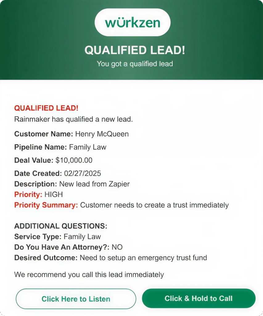 Wurkzen Rainmaker™ | Agentic Voice AI for Sales|Rainmaker™ AI Sales Caller – Reactivate Leads Landing